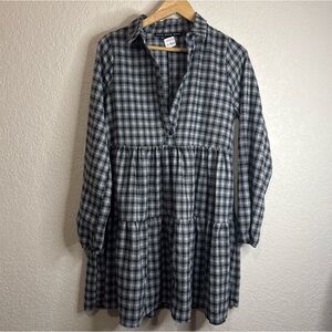 Hyfve Black and white babydoll plaid dress size large nwt